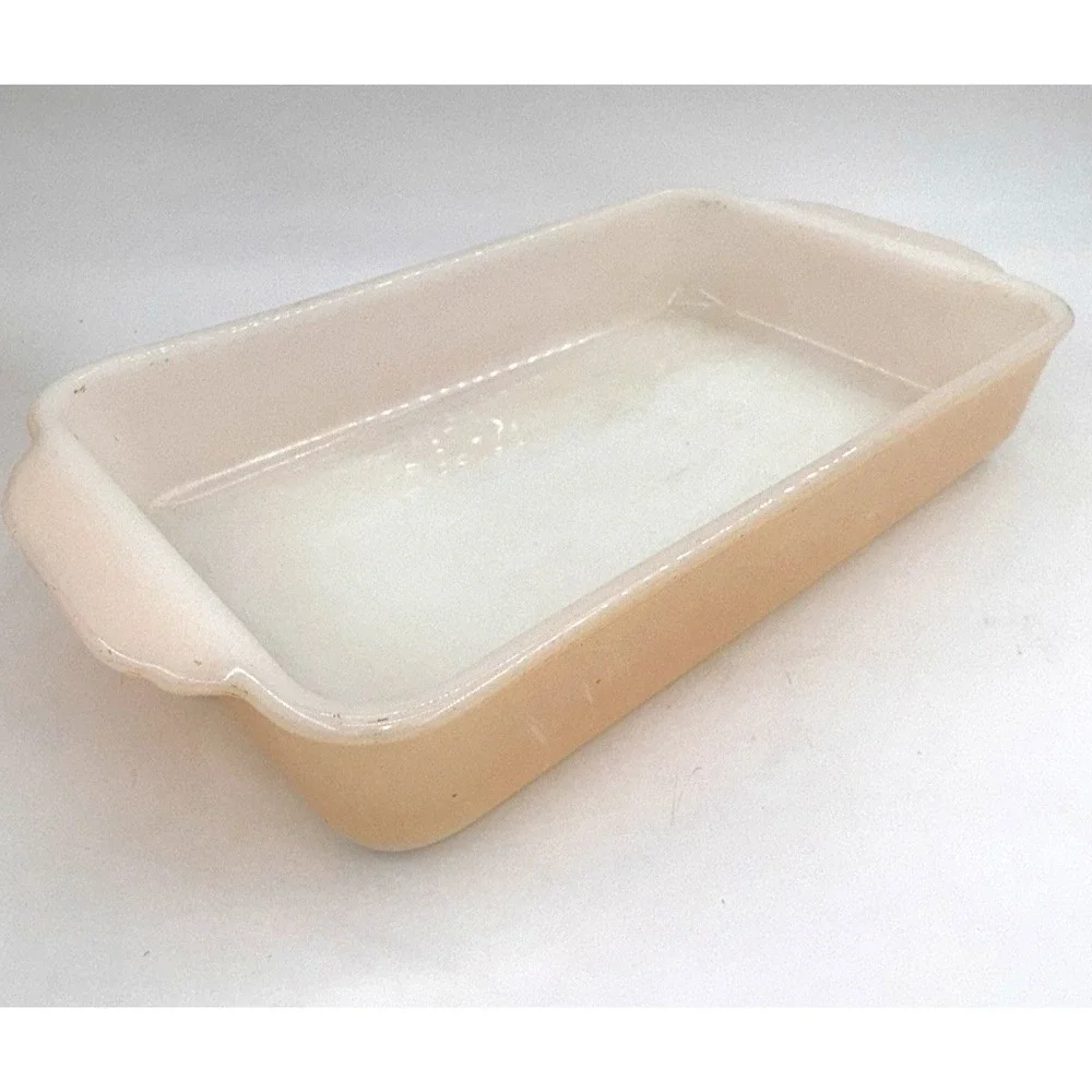 Set of 2 Anchor Hocking Fire King Peach Lustre Loaf Pans 409 1 QT/410 1.5 QT VTG